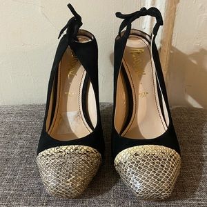 Jerome C. Rousseau Suede Snakeskin Capped Stilleto